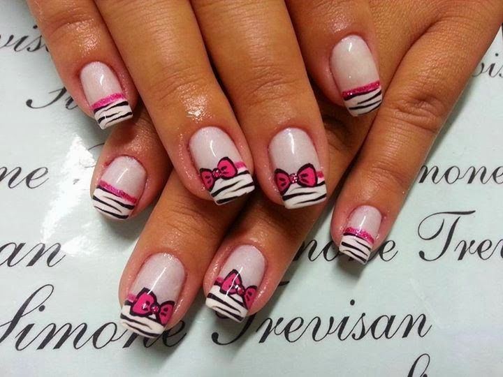Pink french-art manicure close-up